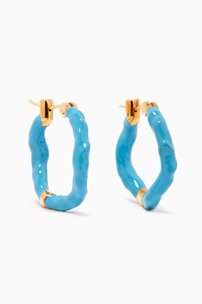 

Feminine Waves Medium Hoop Earrings in 18kt Gold-plated Brass, Blue