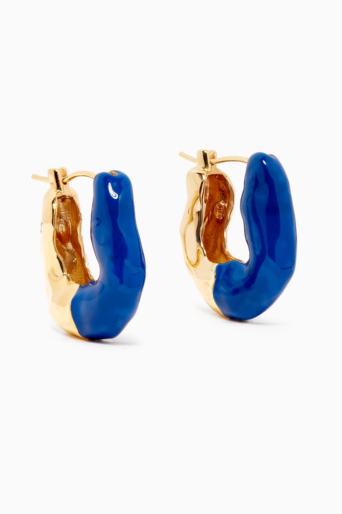 

Feminine Waves Hoop Earrings in 18kt Gold-plated Brass, Blue