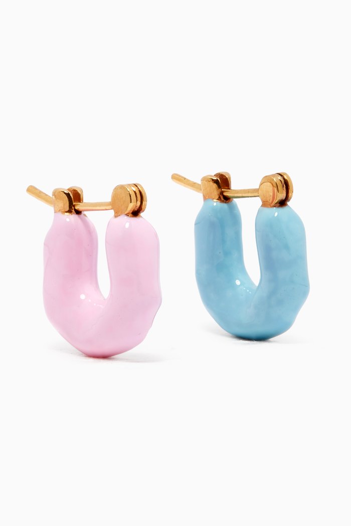 

Feminine Waves Mini Hoops in 18kt Gold-plated Brass, Multicolour