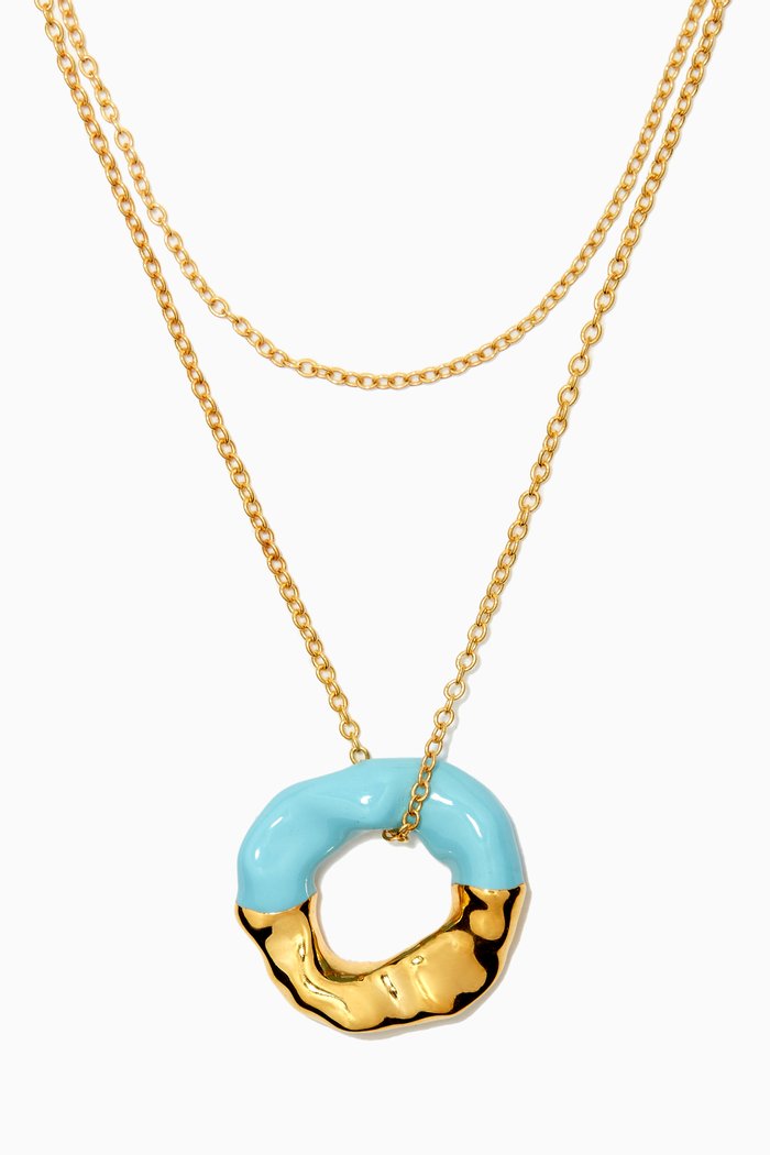 

Feminine Waves 360 Pendant in 18kt Gold-plated Brass, Blue