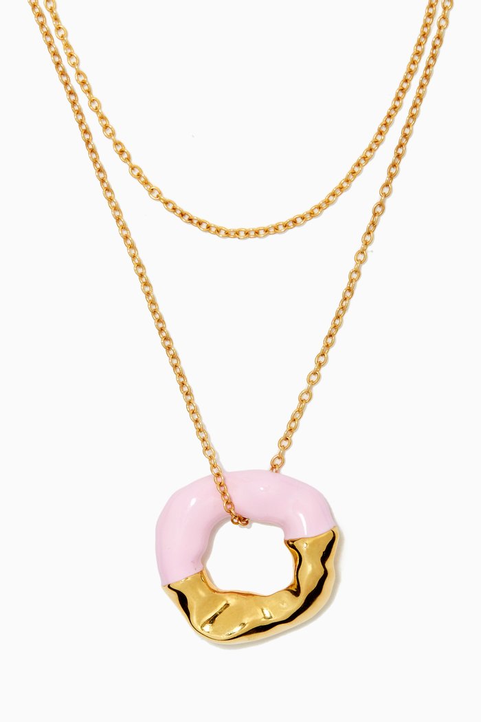 

Feminine Waves 360 Pendant in 18kt Gold-plated Brass, Pink