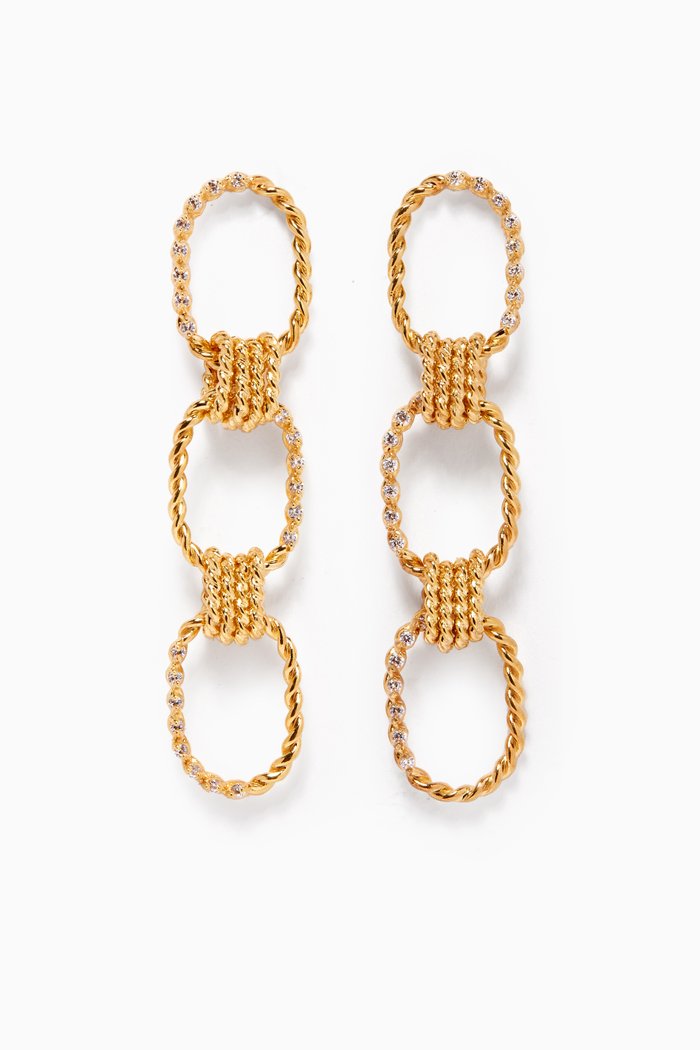 

Twisted Wire Pavé Earrings in 18kt Gold-plated Brass