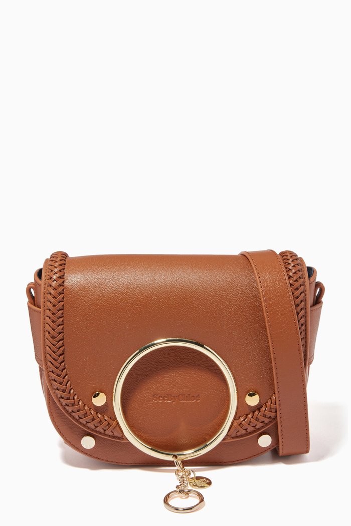 

Mara Braided Shoulder Bag in Grained Leather, Brown