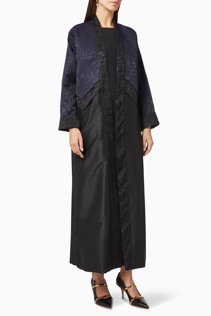 

Visual Abaya Set in Indian Silk, Black
