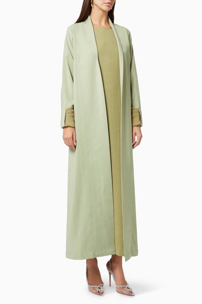 

Goals Abaya Set in Satin, Green