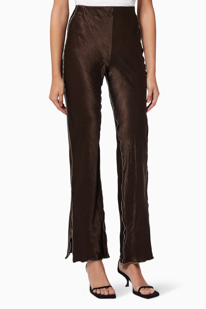 

Pyjama Trousers in Satin, Brown