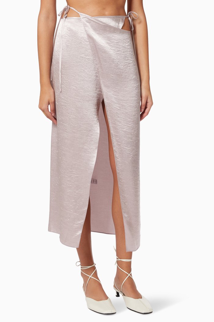 

Wrap Skirt in Satin, Purple