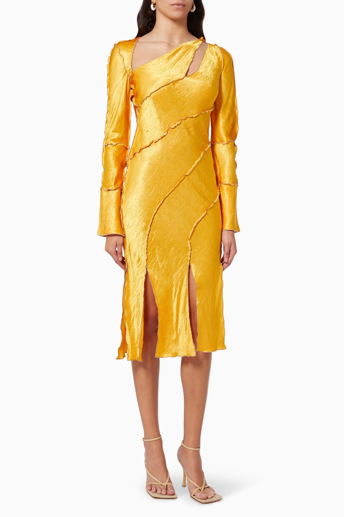 

Spiral Dress in Satin, Orange