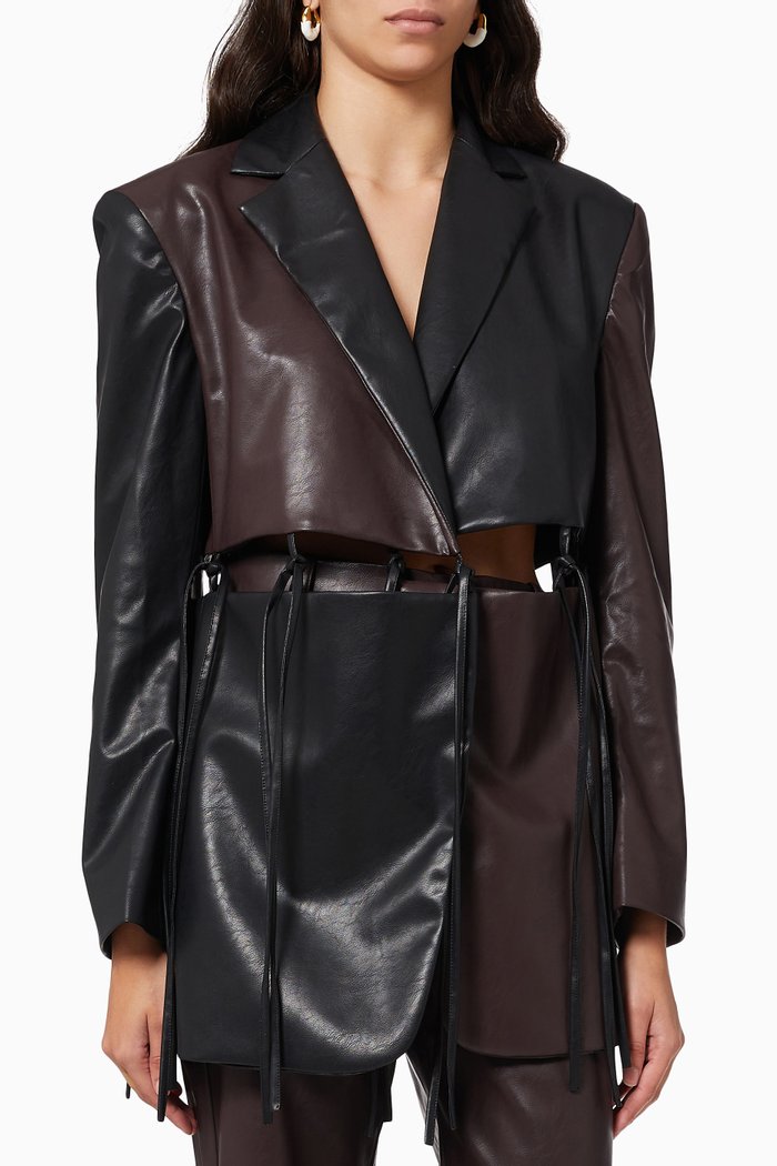 

Split Blazer in Vegan Leather, Black