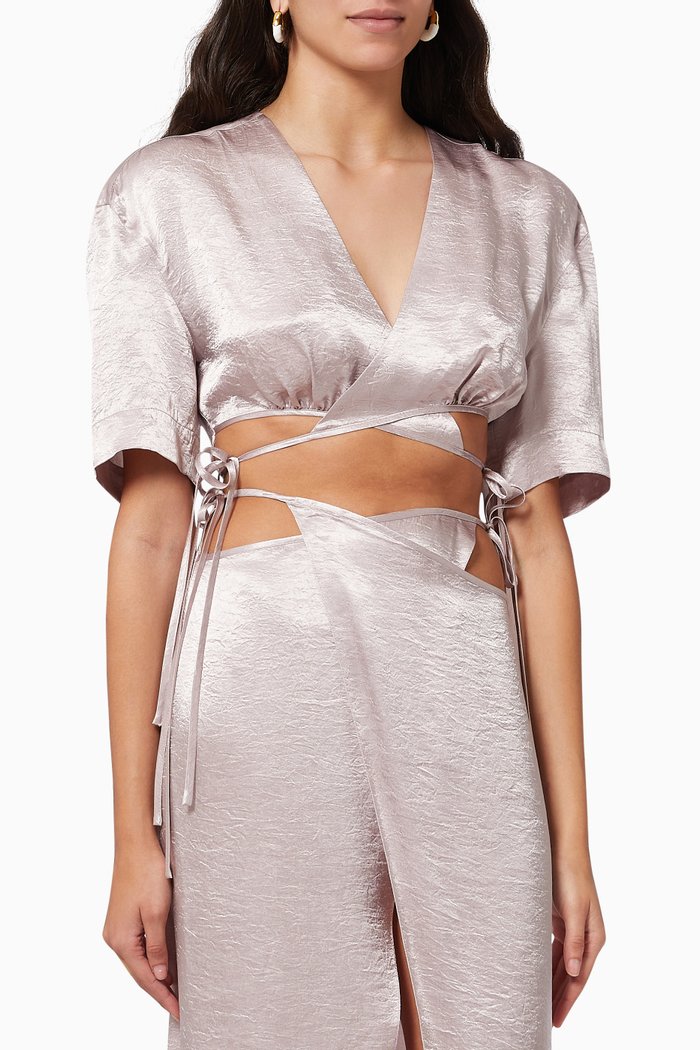 

Wrap Crop Top in Satin, Purple