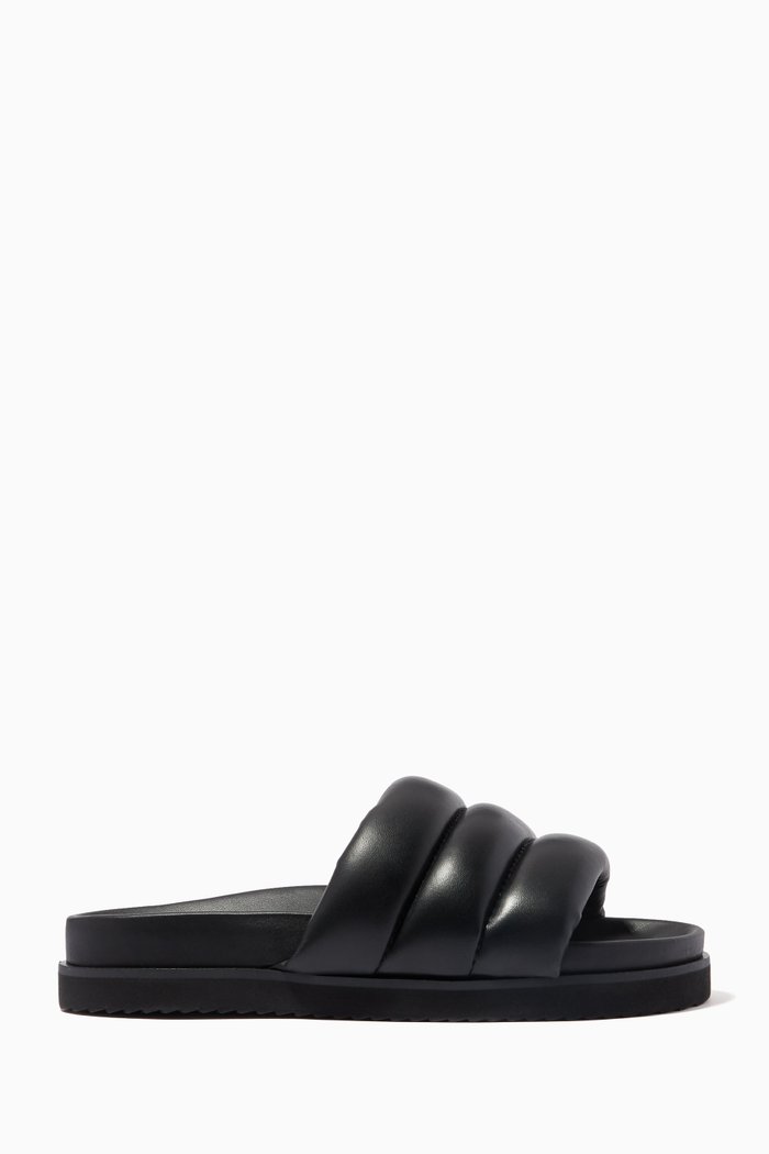 

Amirra Mule Sliders in Leather, Black