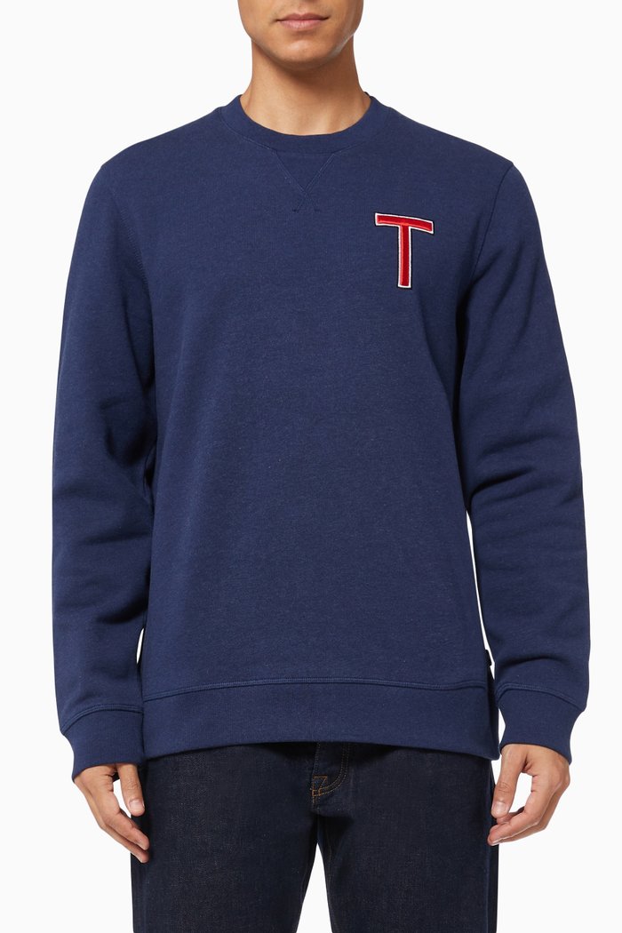 

Welloe Varsity "T" Sweatshirt in Cotton Fleece, Blue
