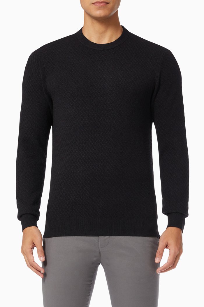 

Knares LS Crew Neck Jumper in Textured Knit, Blue