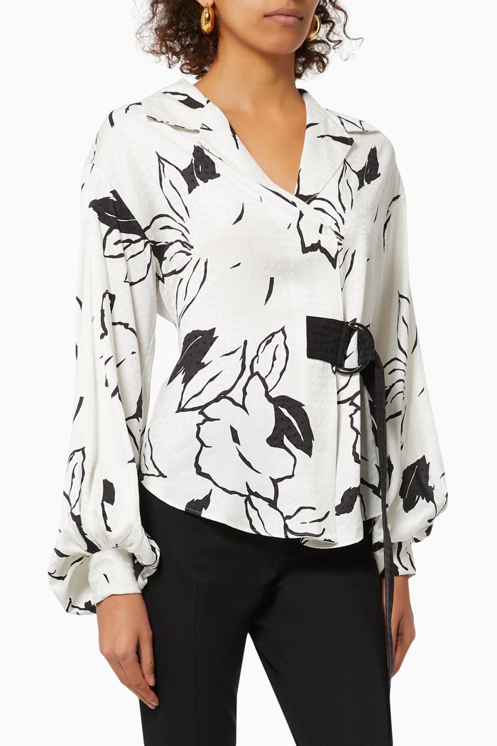 

Eddith Bolt On Wrap Top in Lyocell Viscose, White