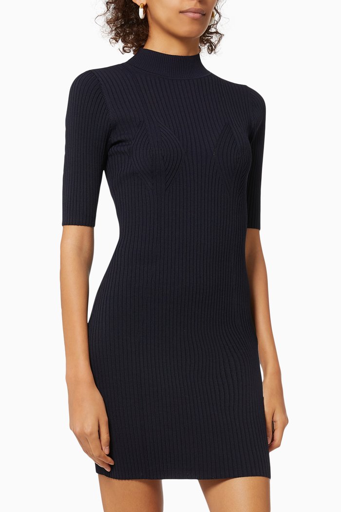 

Thheaa Dress in Rib-knit Viscose, Blue