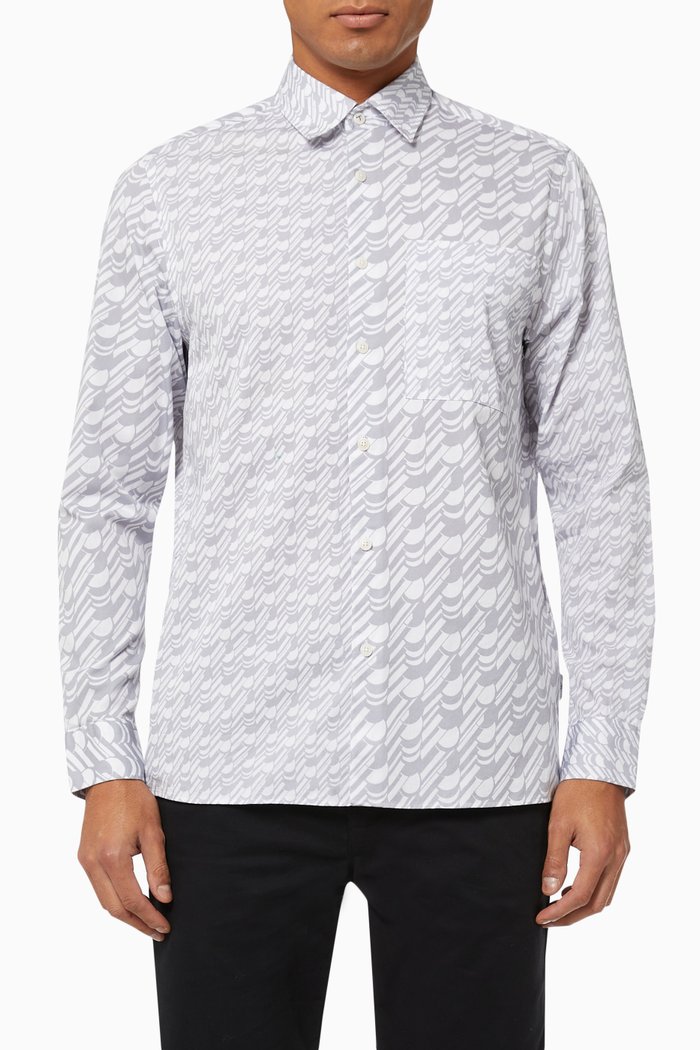 

Retrow Geo Print Shirt in Cotton, Grey