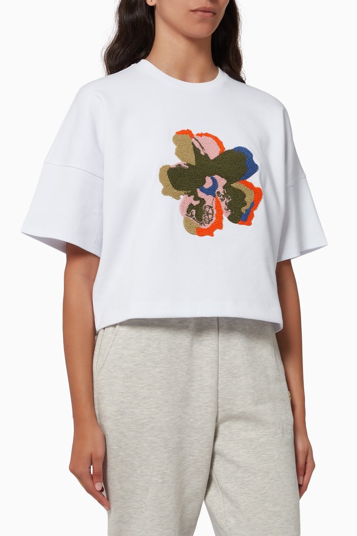 

Zsarah Floral T-shirt in Organic Cotton Jersey, White