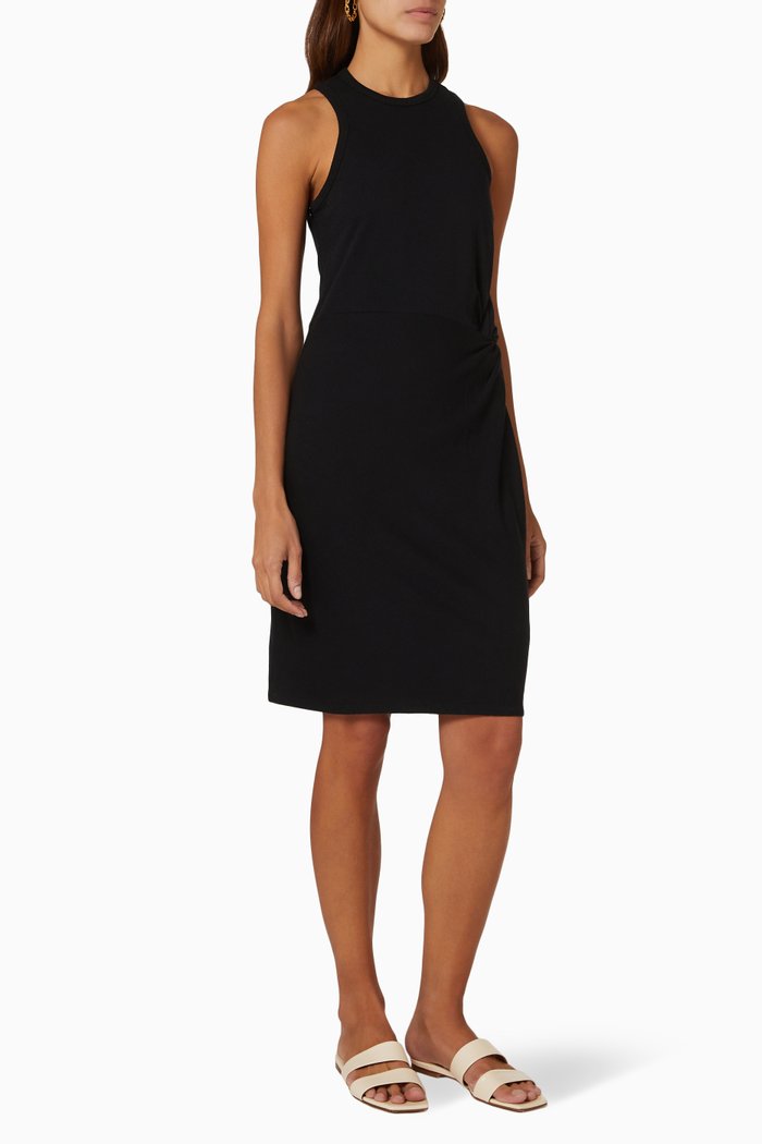 

Livviaa Front Knot Dress in Cotton Jersey, Black