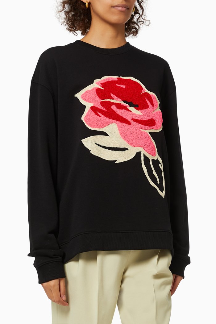 

Floesa Bolt On Flower Sweat in Cotton, Black