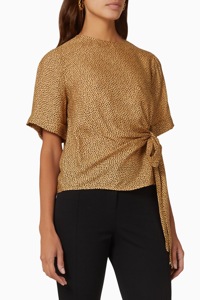 

Robbiee Integral Tie T-Shirt in Viscose, Black
