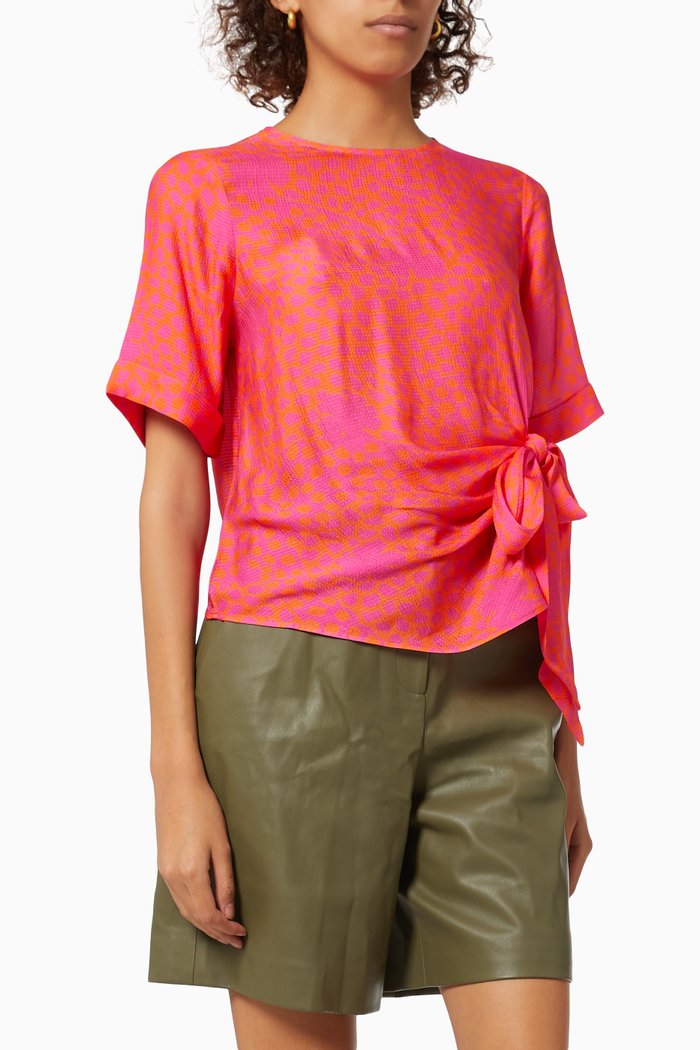 

Merrick Side Tie Shirt in Viscose Jacquard, Orange