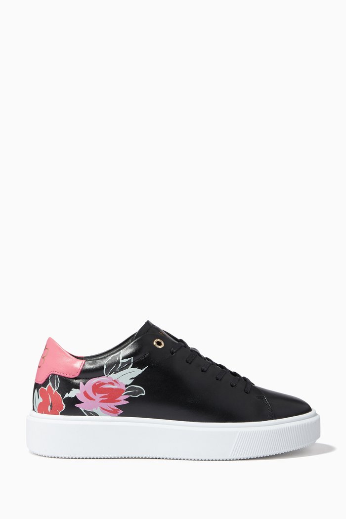

Daffina Bolt On Platform Trainers in Leather, Black