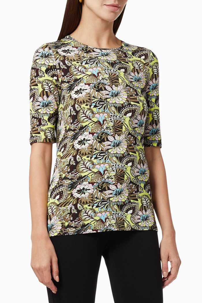 

Adria Top in Floral Viscose Stretch, Green