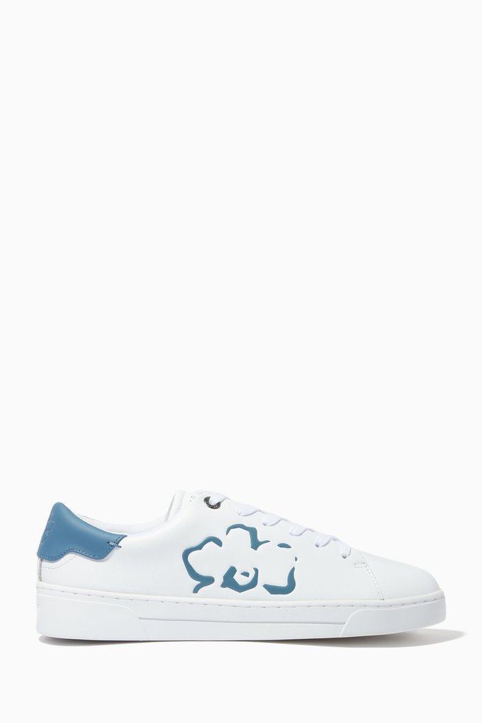 

Tarliah Magnolia Flower Cupsole Trainers in Tumbled Leather, White
