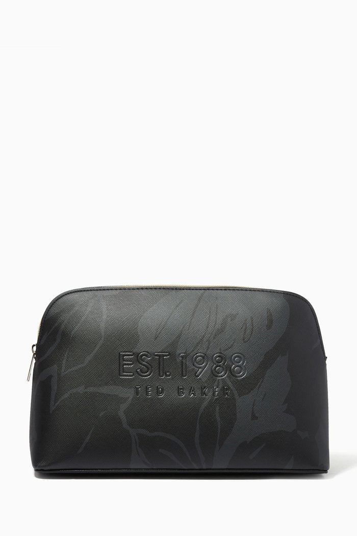 

Holl Printed Wash Bag in Saffiano Leather, Black