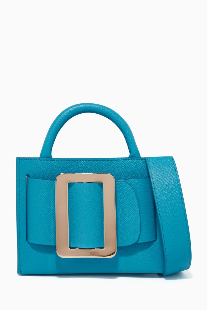 

Bobby 18 Tote Bag in Grained Calfskin, Blue