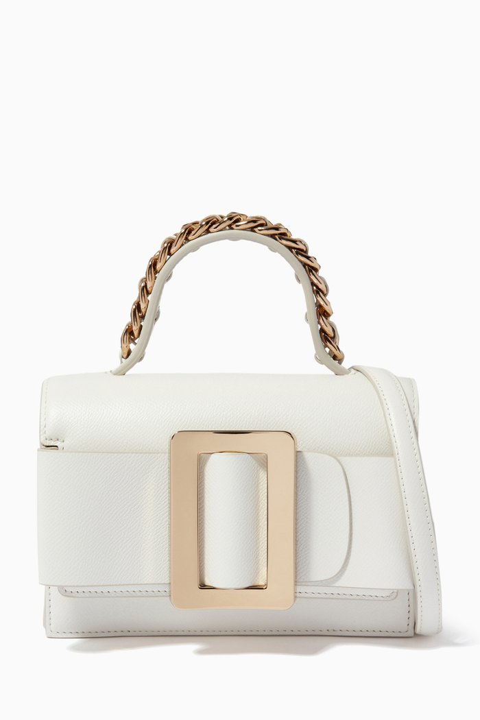 

Fred 19 Top Handle Bag in Grained Calfskin, White