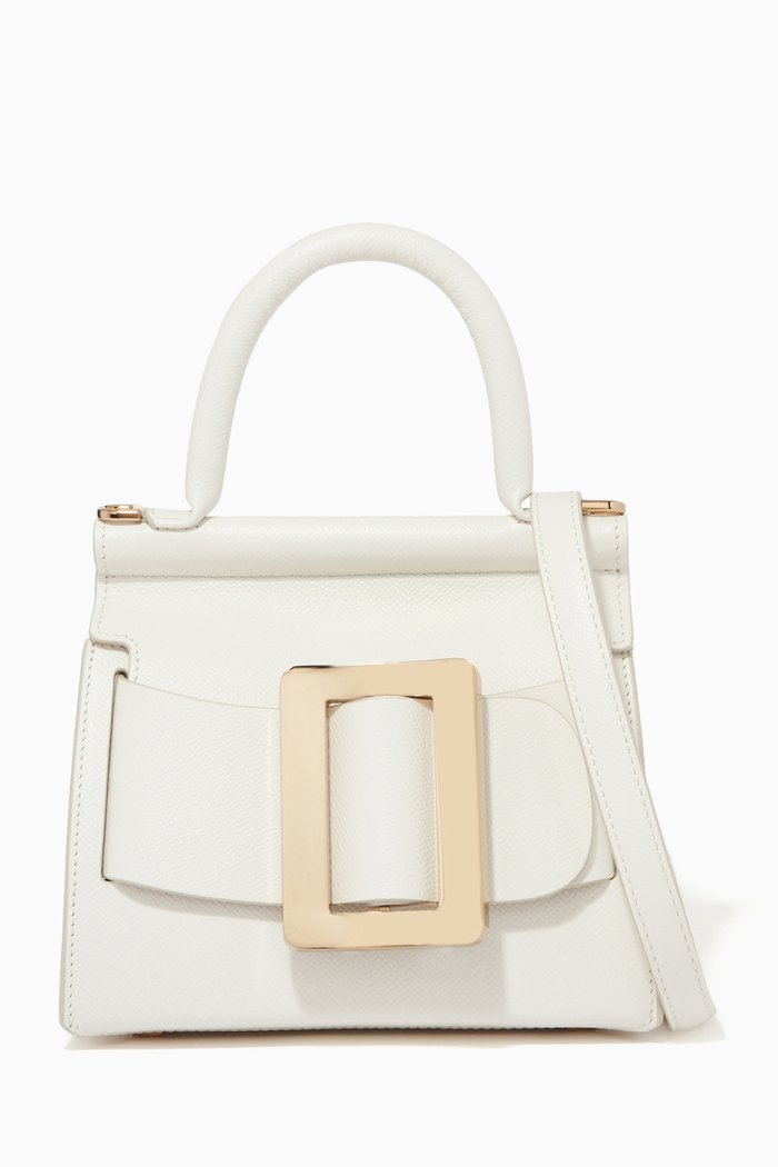 

Karl 19 Top Handle Bag in Grained Calfskin, White