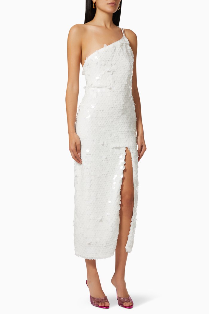 

Cher Sequin Midi Dress, White