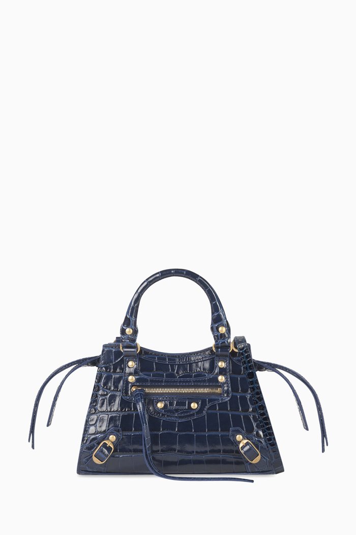 

Neo Classic Mini Top Handle Bag in Shiny Crocodile Embossed Calfskin, Blue