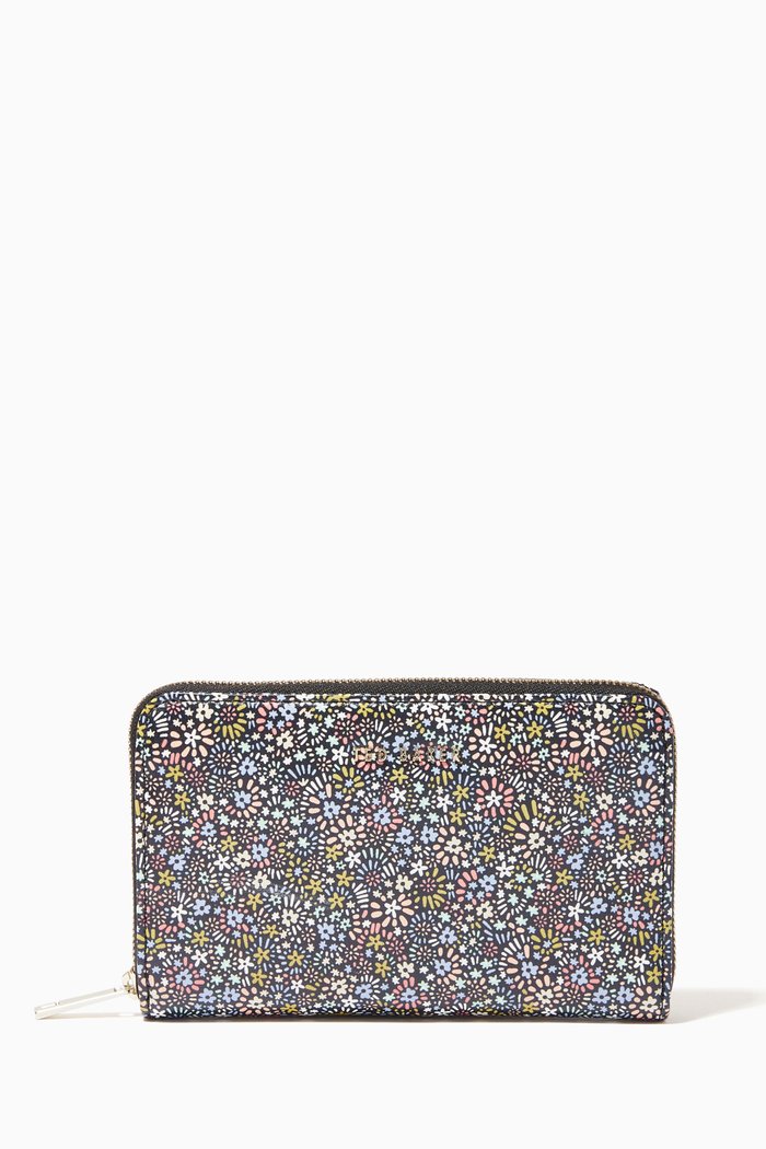 

Retra Midi Zip Around Purse in Retro Flood Leather, Black