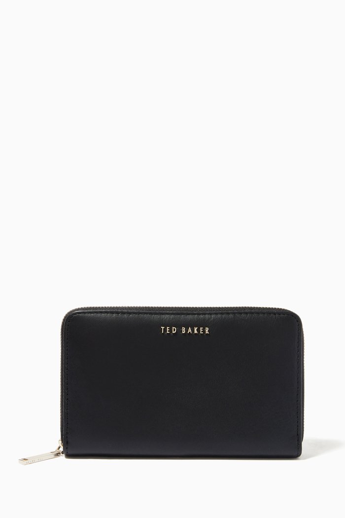 Garceta Midi Purse in Leather, Black