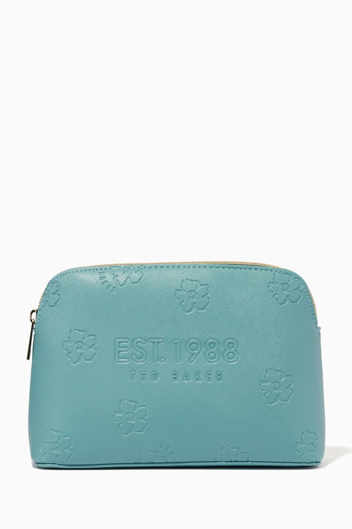 

Liziey Makeup Bag in Floral Debossed Saffiano Vinyl, Blue