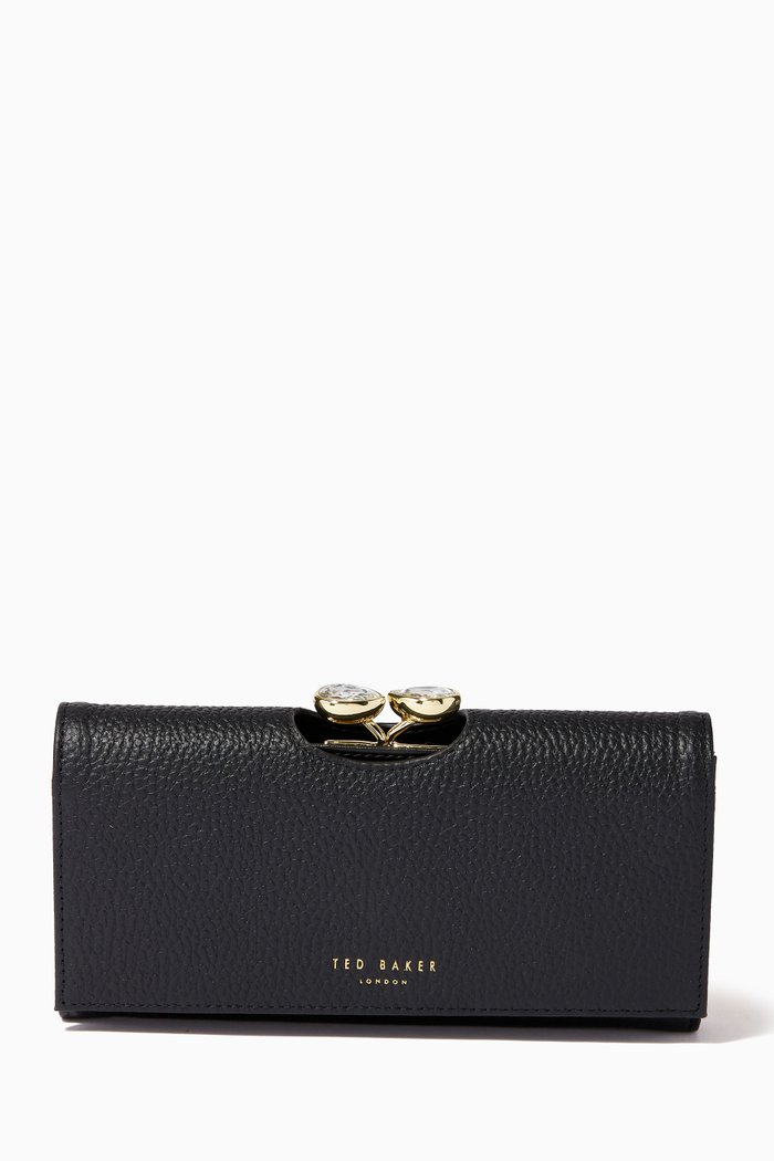 

Alyysaa Teardrop Crystal Bobble Matinee Purse in Leather, Black