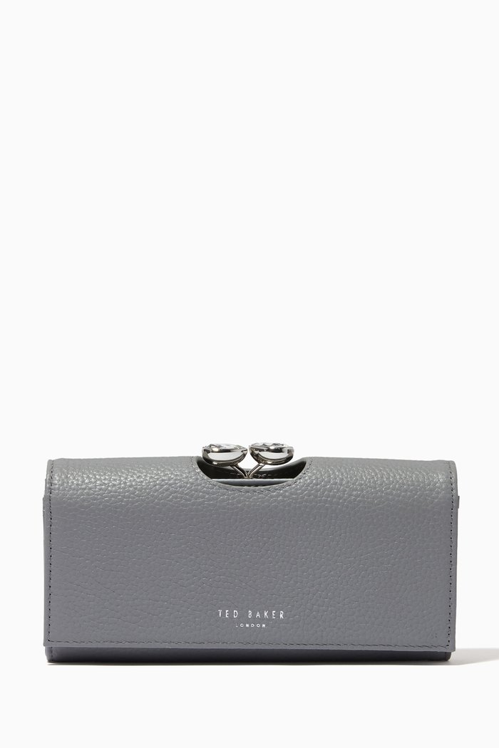 

Alyysaa Teardrop Crystal Bobble Matinee Purse in Leather, Grey