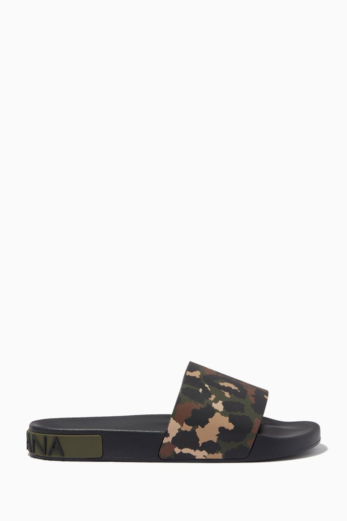 

Pool Slides in Camouflage Rubber, Green