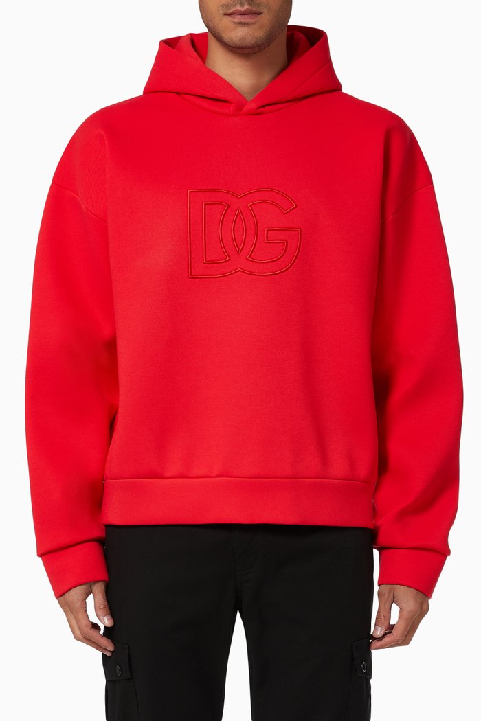 

DG Logo Hoodie in Technical Jersey, Red