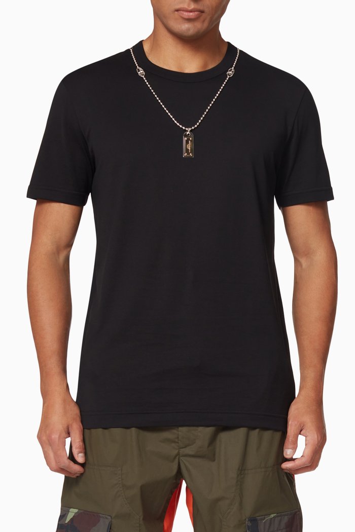 

Necklace Detail T-Shirt in Cotton, Black