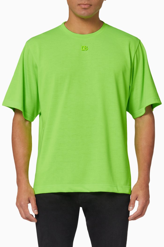 

Metallic DG Logo T-shirt in Technical Jersey, Green