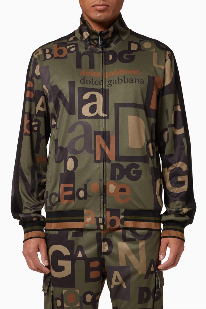 

Reborn to Live Zip-up Sweatshirt in Technical Jersey, Green