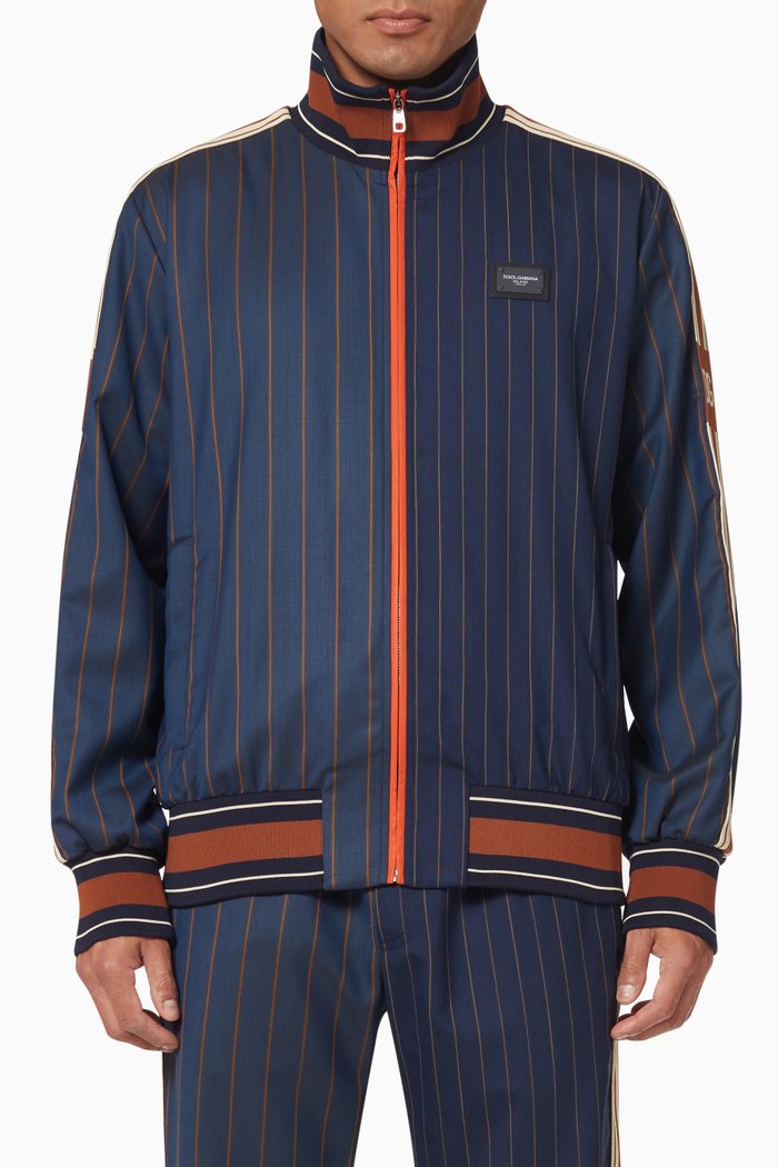 

Pinstripe Jacket in Wool, Blue