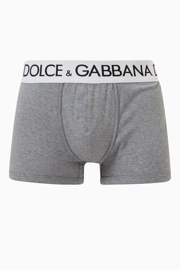 

Logo Boxers in Two-way Stretch Cotton, Grey