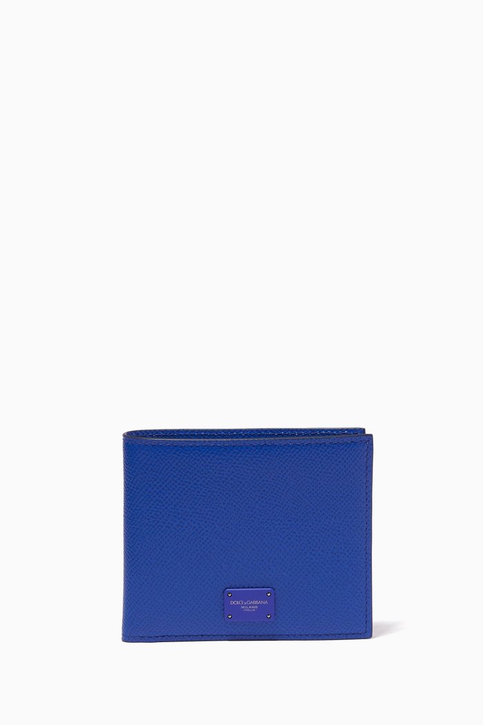 

Bi-fold Wallet in Dauphine Leather, Blue