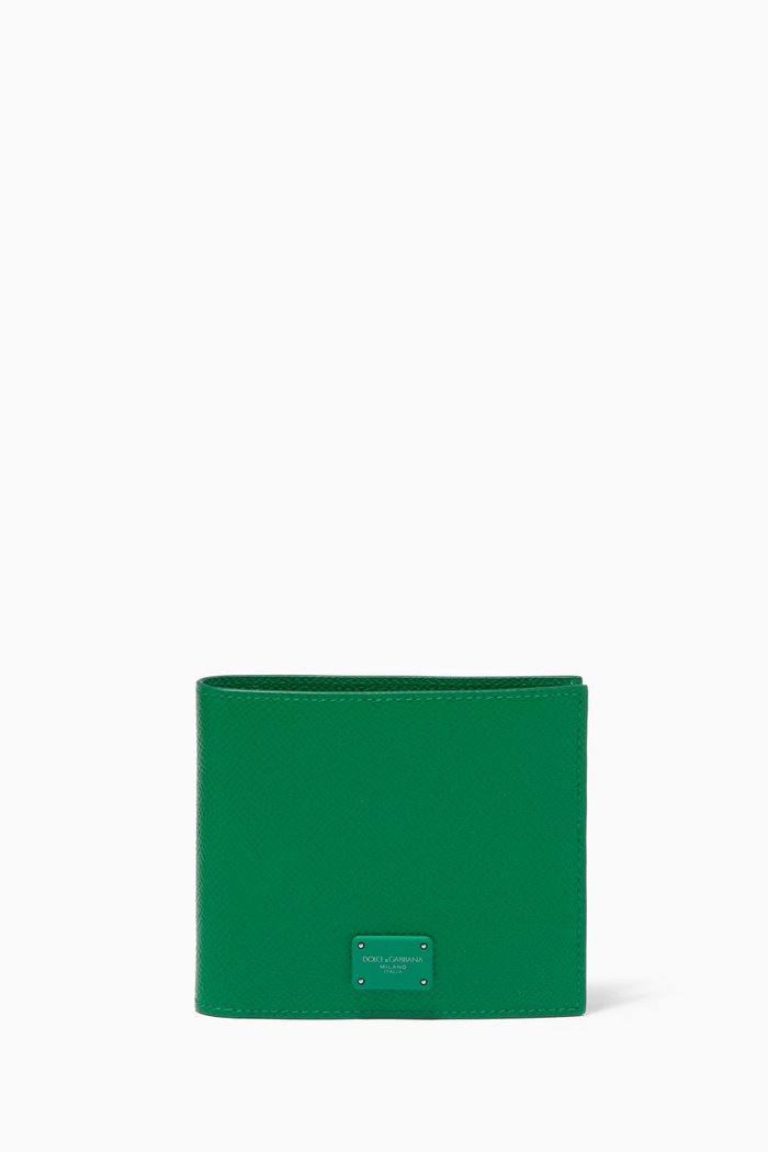 

Bi-fold Wallet in Dauphine Leather, Green