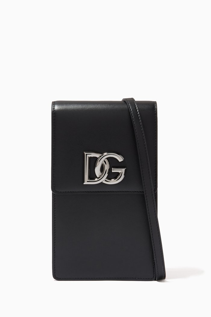 

Logo Phone Case in Leather, Black