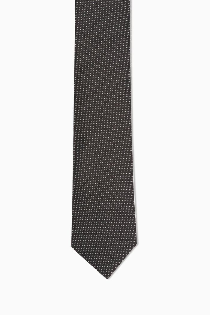

Jacquard Geometric Tie in Silk, Black